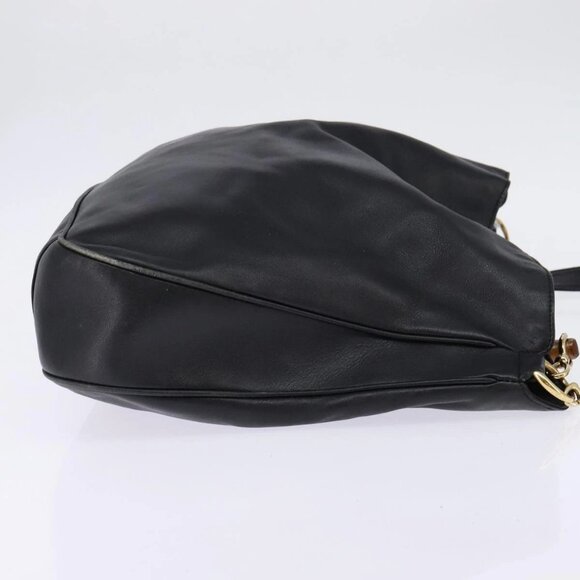 GUCCI Bamboo Hand Bag Leather 2way Black Gold 001 2852 1577 0 Auth ep10073 - Picture 5 of 16